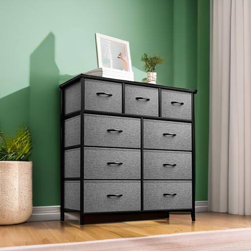 Back. Sorbus - Sorbus 9 Drawers Dresser - Furniture Storage for Bedroom, Closet, and More - Steel Frame, Wood Top, Fabric Bins - Black.
