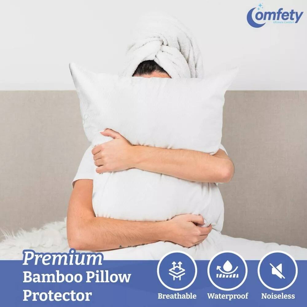omfety Ultimate Comfort Premium Bamboo Pillow Protector Breathable Waterproof Noiseless