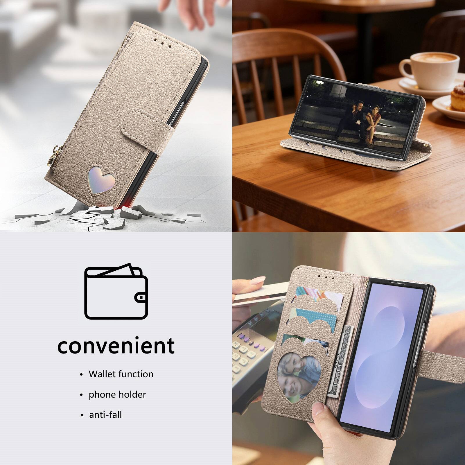 convenient  
- Wallet function  
- phone holder  
- anti-fall