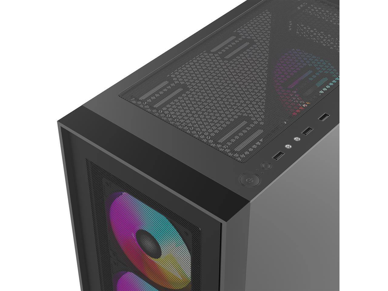 Alt View 5. Rosewill - Rosewill ACA504B ATX Mid-Tower Case, Mesh Front, Tempered Glass, 4 ARGB Fans, USB 3.0, Vertical GPU Support - Black.