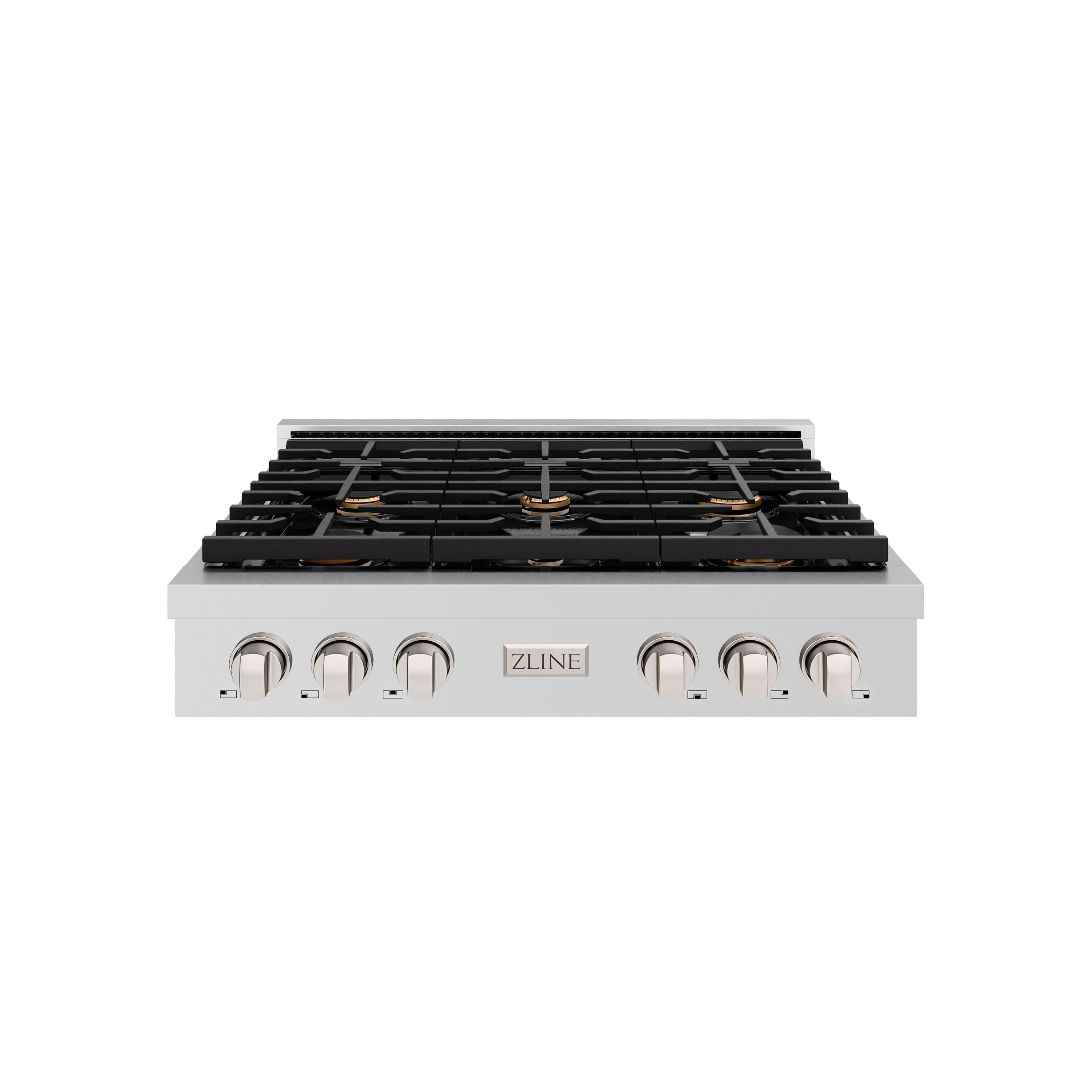 ZLINE - 36 in. Paramount Gas Rangetop with 6 Brass Burners and Porcelain Cooktop (SRT-BR-36) - Stainless Steel - Front_Zoom