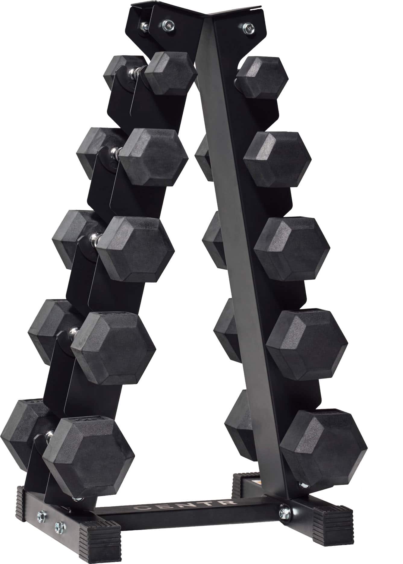 Centr - 5-25 Lb Dumbbell Weight Set with Rack - Black - Front_Zoom