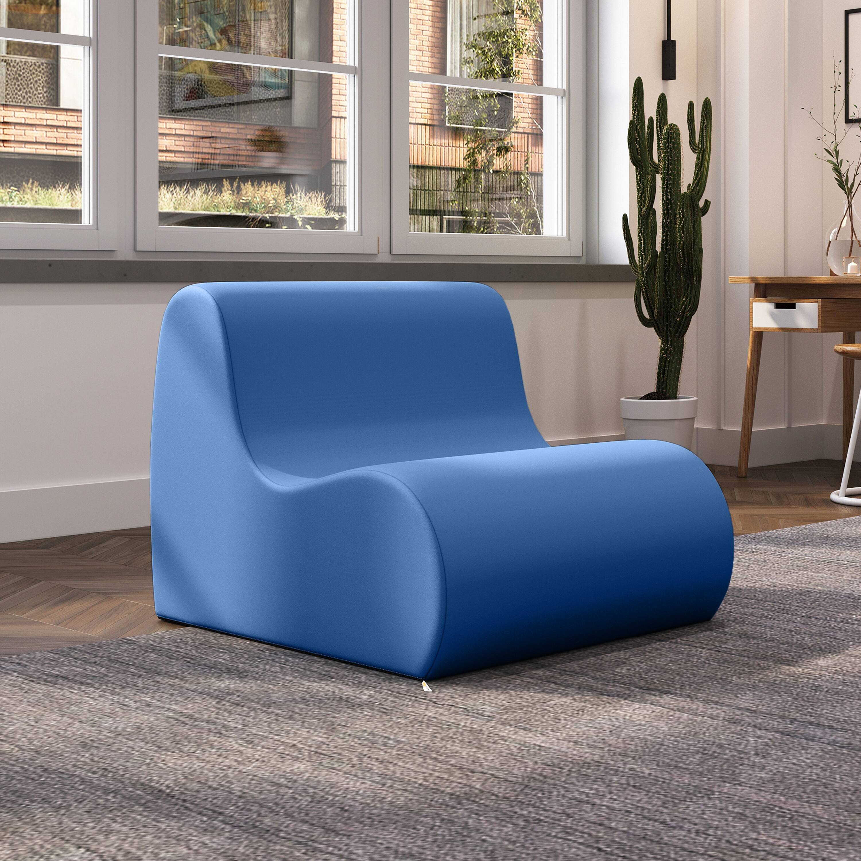 Alt View 1. Jaxx - Jaxx Midtown Large Classroom Soft Foam Chair - Premium Vinyl Cover, Royal Blue - Royal Blue.