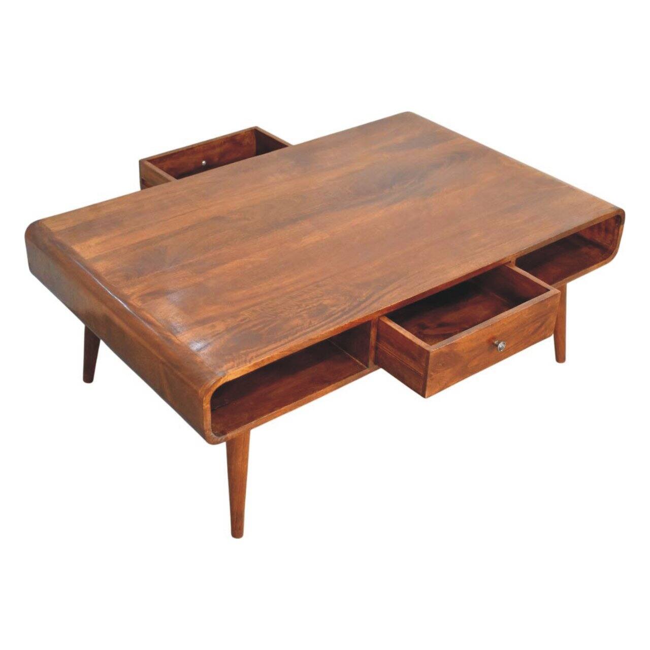 Alt View 4. Artisan Furniture - Avora 2 Drawer Chestnut Coffee Table, Brown - Brown.