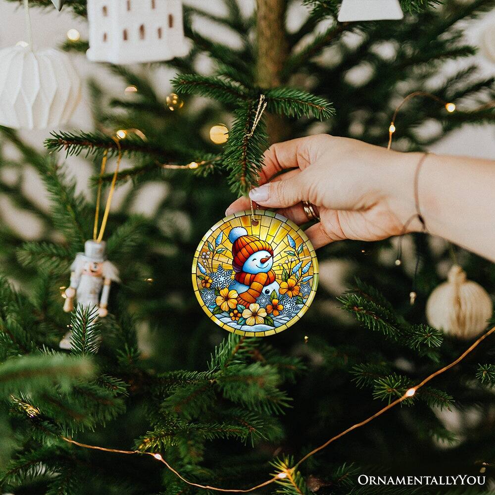 Alt View 1. OrnamentallyYou - Warm Winter Glow Snowman Ornament Vibrant Holiday Charm for Festive Decor - Multi-colored.