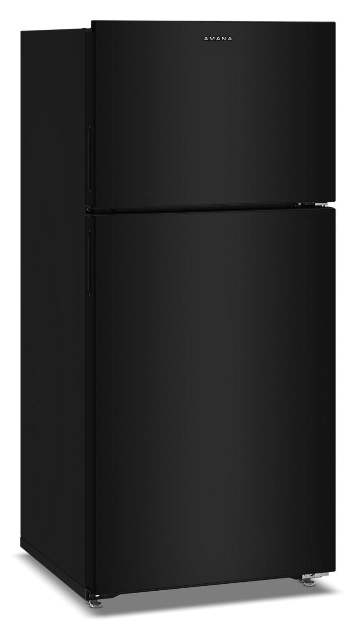 Angle. Amana - 28 in. Wide 14.3 cu. ft. Top-Freezer Refrigerator With A Large Crisper Drawer - Black.