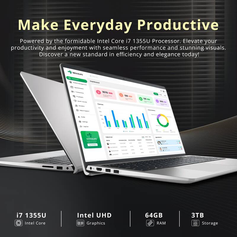 Make Everyday Productive

Powered by the formidable Intel Core i7 1355U Processor. Elevate your productivity and enjoyment with seamless performance and stunning visuals. Discover a new standard in efficiency and elegance today!

i7 1355U  
Intel Core

Intel UHD  
Graphics

64GB  
RAM

3TB  
Storage