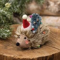 Angle. BreeBe - Hedgehog with Lights and Tree Felted Ornament - Multicolor.