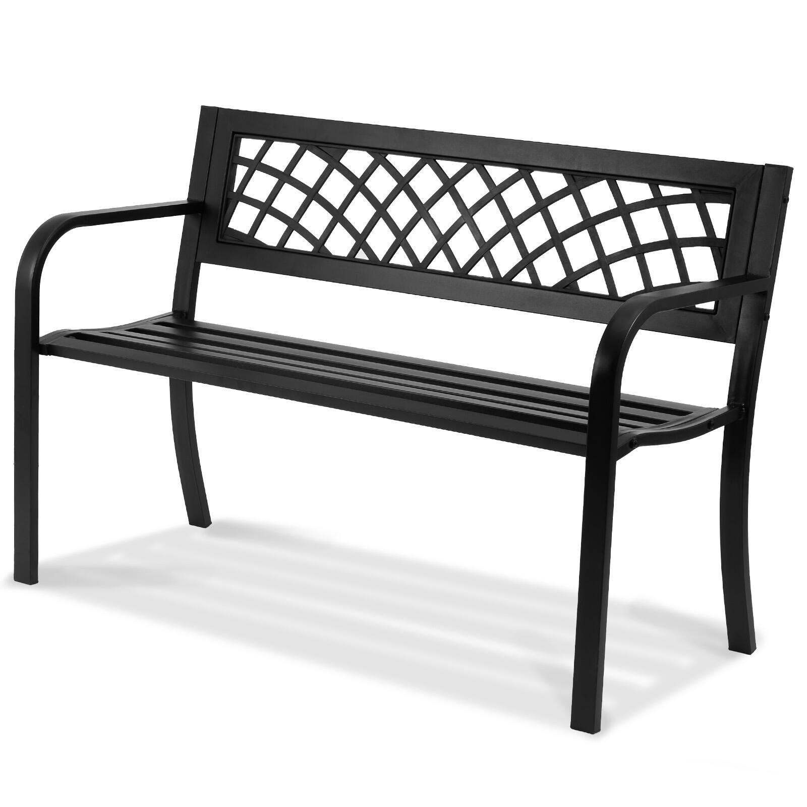 Alt View 5. VEVOR - Outdoor Bench,46 inches Metal Garden Bench for Outdoors, 480 lbs Load Capacity Bench, with Backrest and Armrests - Black.