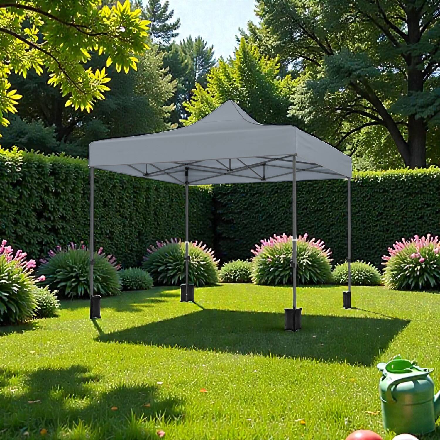 Front. Hivvago - Portable 10x10 Ft Folding Canopy with 4 Sidewalls and Wheeled Storage Case - Gray.
