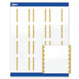 Avery - Labels, 2" x 2", Glossy Gold Dots Edge - White