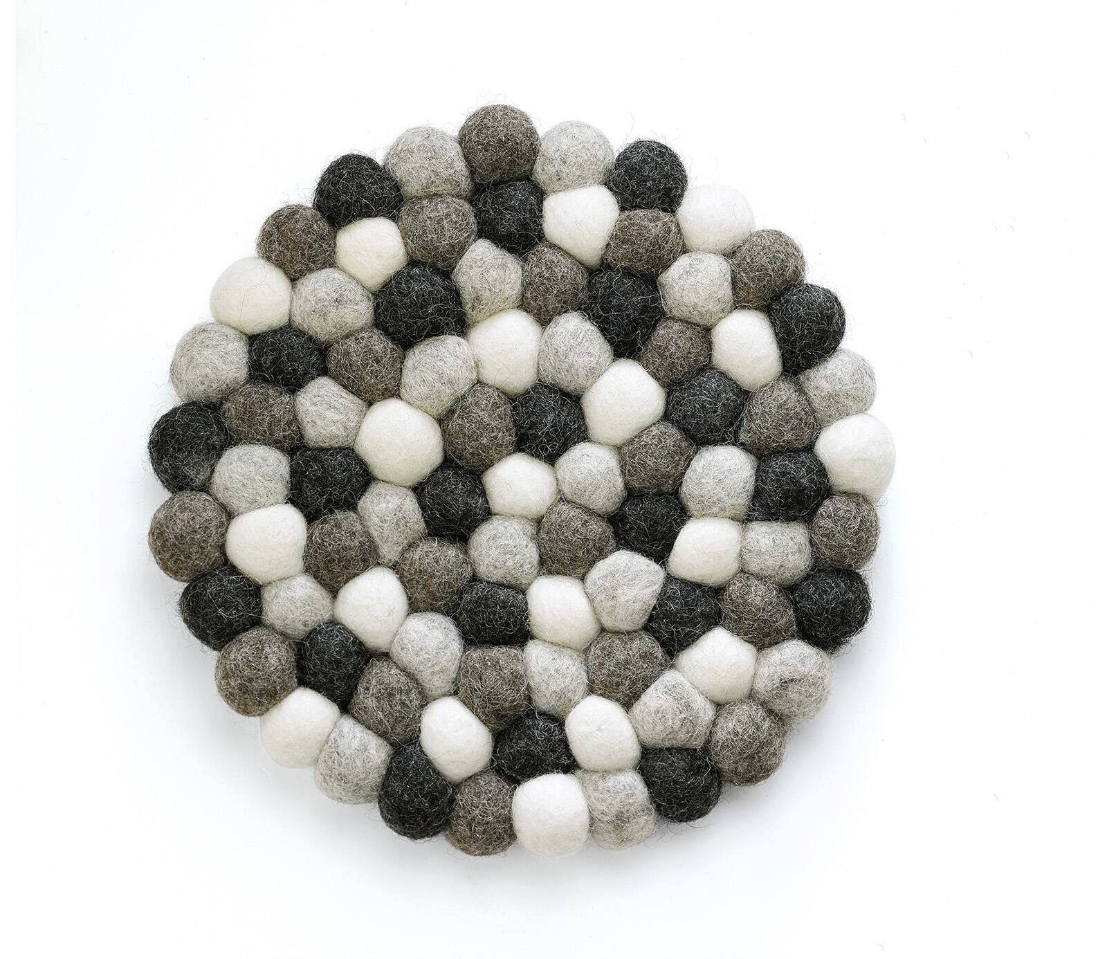 Front. Cilio - Fair Trade Virgin Sheep Wool Trivet, Handcrafted in Nepal, 8.5-Inch Round, Light Gray - Light Gray.