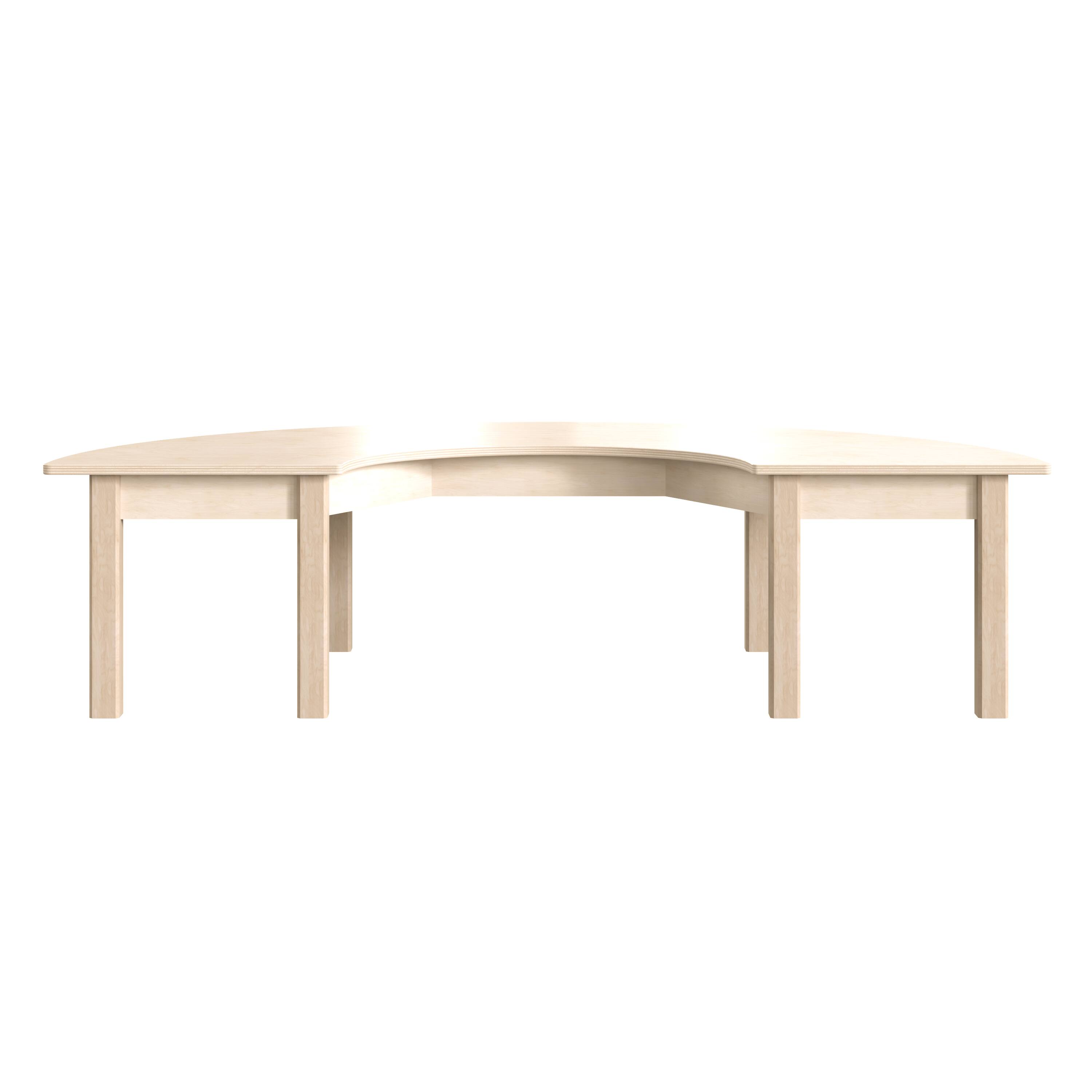 Angle. Flash Furniture - Bright Beginnings Commercial Grade Wooden Half Circle Preschool Classroom Activity Table, (29.5"W x 59"D x 14.5"H), Beec - Natural.