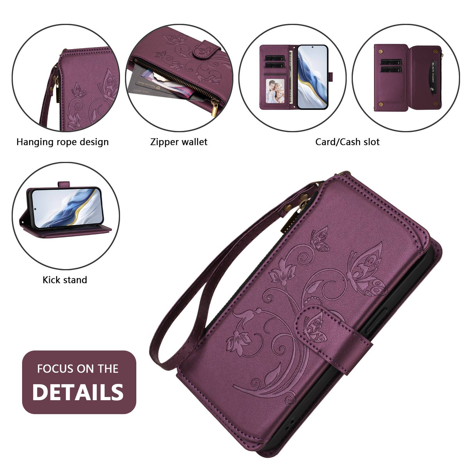 - Hanging rope design
- Zipper wallet
- Card/Cash slot
- Kick stand

FOCUS ON THE DETAILS