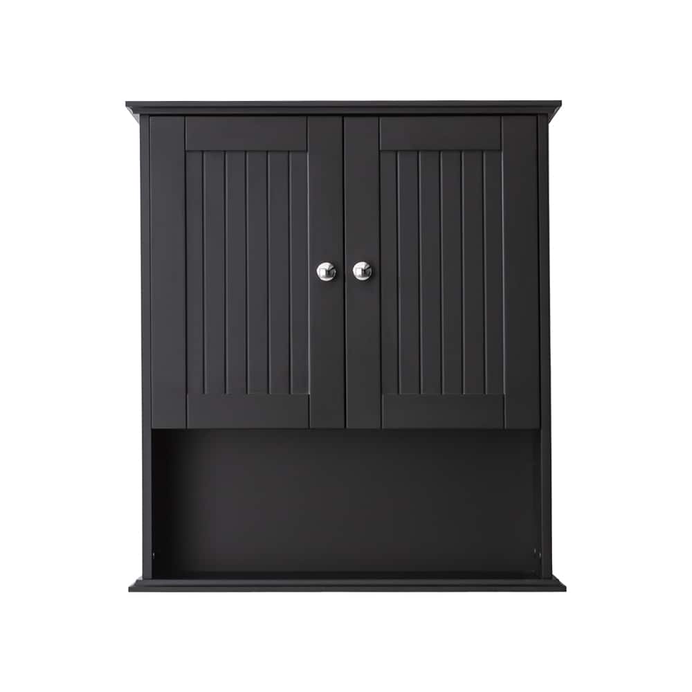 TinyHomie - Upgraded Bathroom Wall Cabinet Over The Toilet Storage Cabinet Wall Mounted Storage Cabinet Wooden Medicine Cabinets - Black
