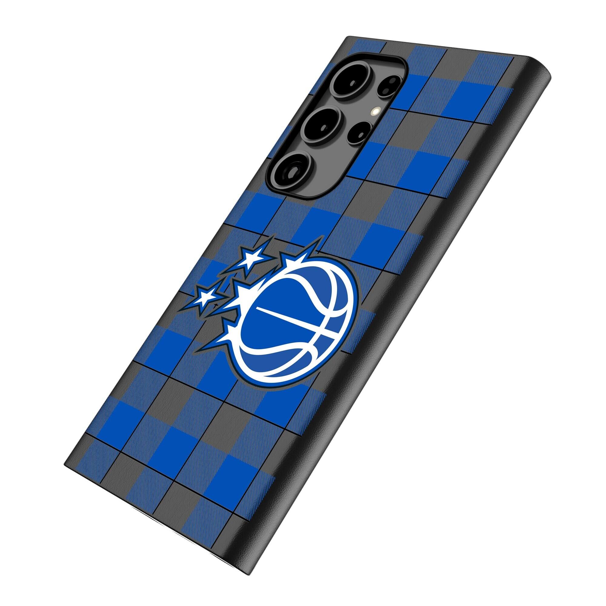Alt View 1. Keyscaper - Orlando Magic Plaid Galaxy Magnetic Bump Case - S25 - Black.