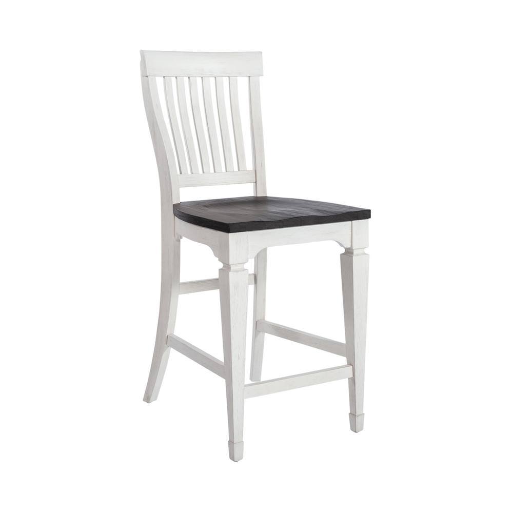 Alt View 1. Liberty Furniture Industries - Allyson Park Counter Height Slat Back Chair in Wirebrushed White w/ Charcoal Top - White.