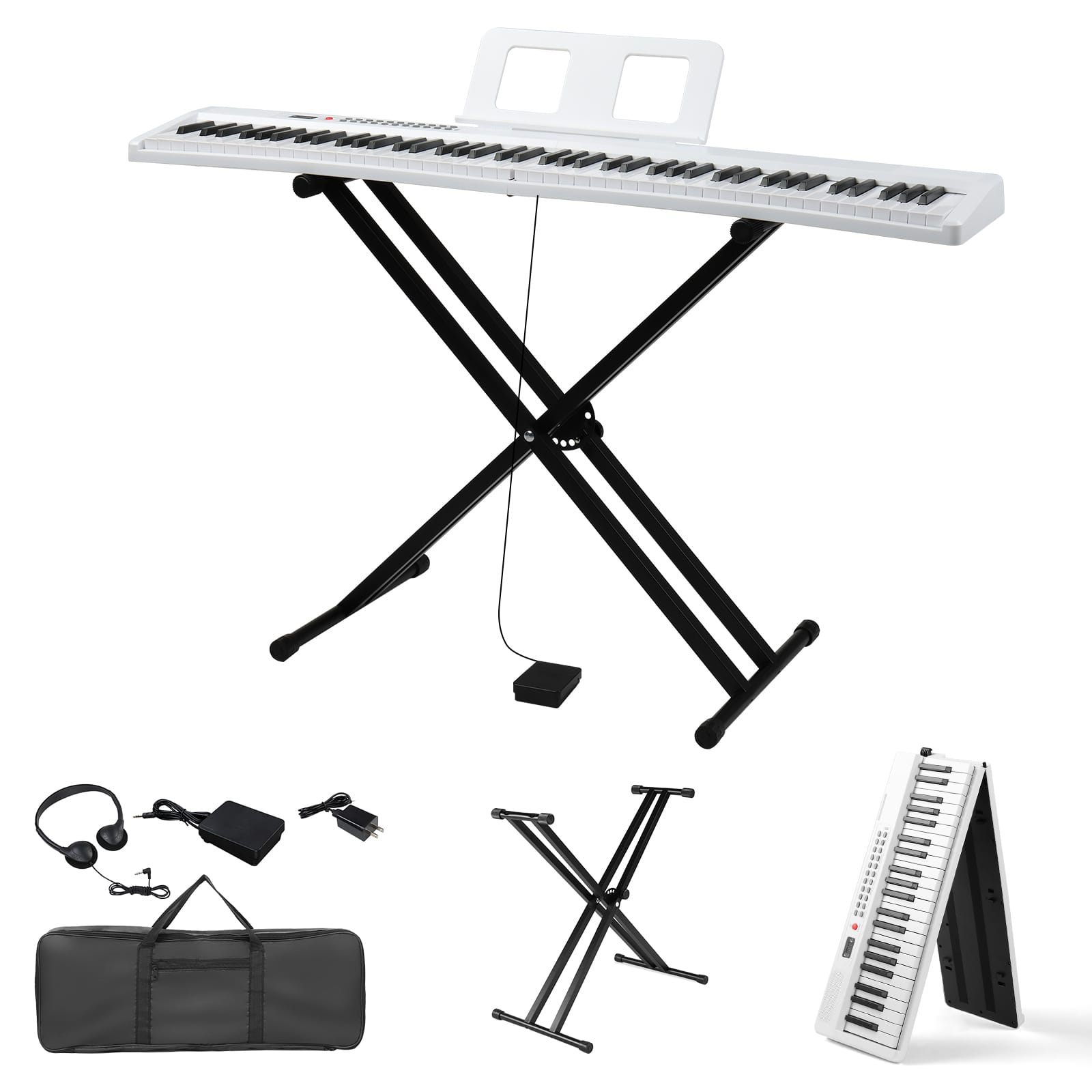 Winado - 88-key Folding piano Semi-Weighted keyboard, Portable Piano With Stand