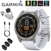 GARMIN™ AMOLED DISPLAY UPTO 16 DAYS 24/7 HEALTH & FITNESS MONITORING GARMIN CONNECT APP LIGHT UP MENU NMD0 75 EPIX PRO Sat 01 10 3428 10 73 GARMIN START STOP LAP BACK