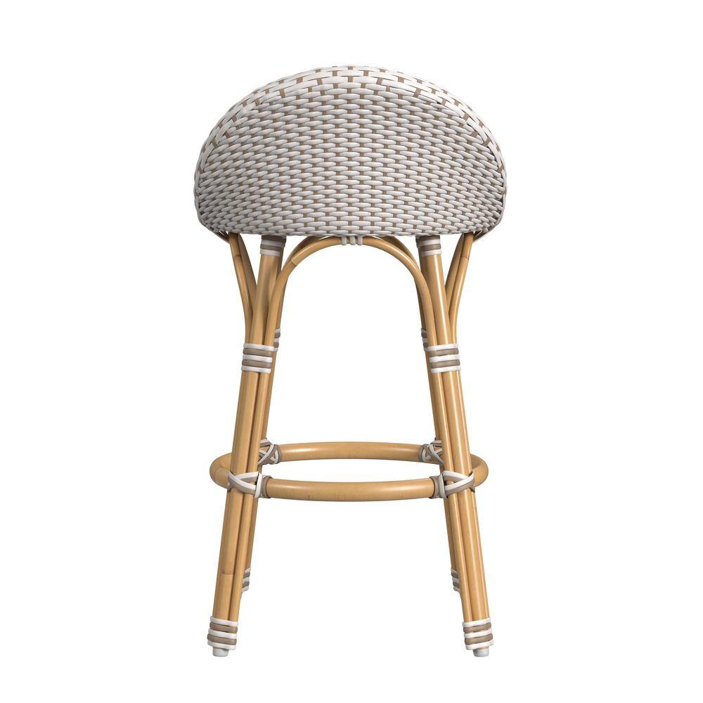 Left. Butler Specialty - Tobias 24 in. Seat Height Outdoor Rattan and Metal Low Back Counter Stool - Beige And White.
