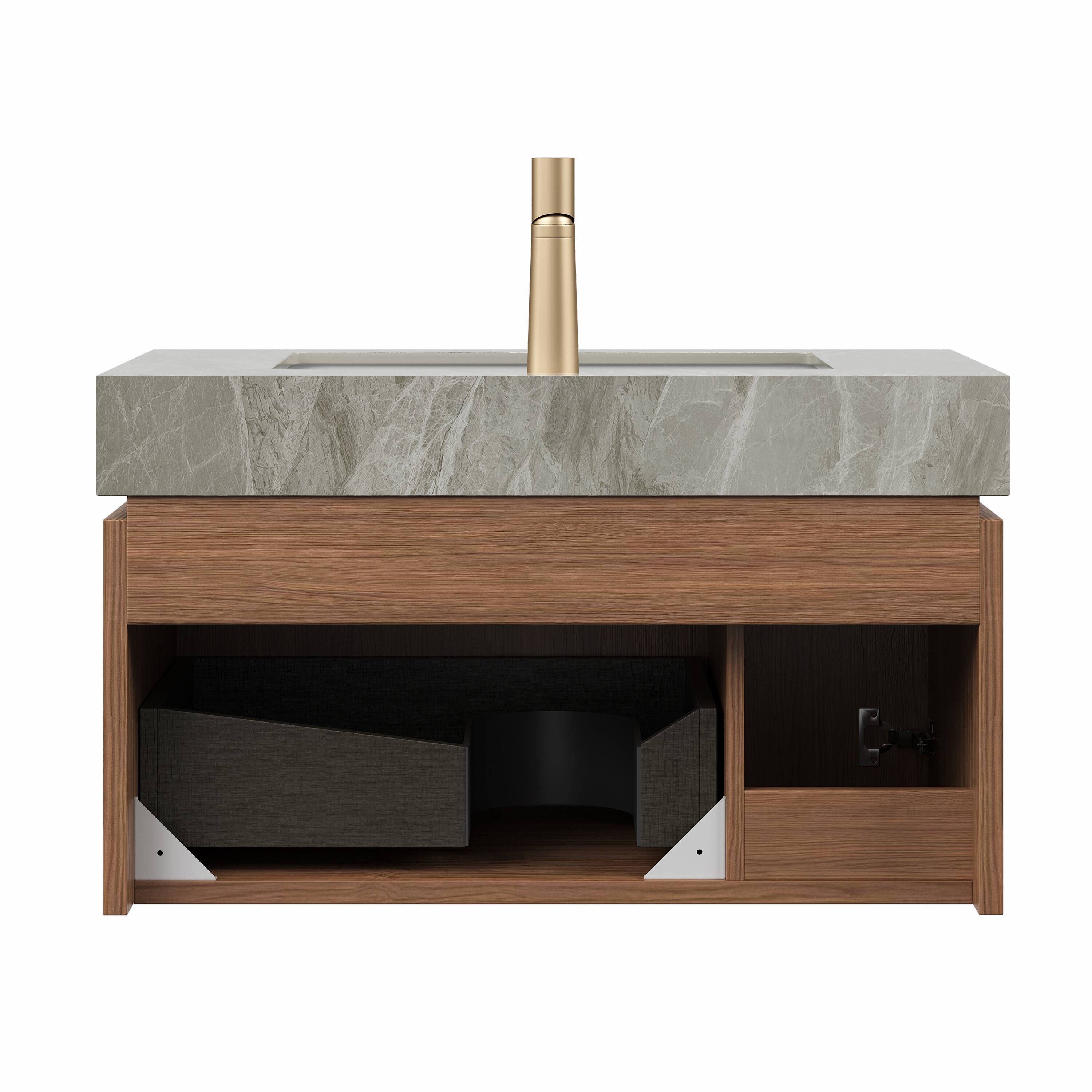 Back. APRILSOUL - 30 inch Bathroom Vanity Wall Mount Plywood Drawer Light Gray Sintered Stone - Espresso,Light Gray.