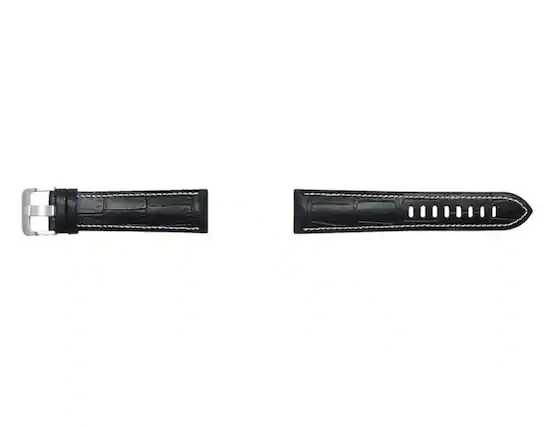 Front. Samsung - Samsung Strap Studio Serafil Prime Leather 20mm Watch Strap | Color: Black - Black.