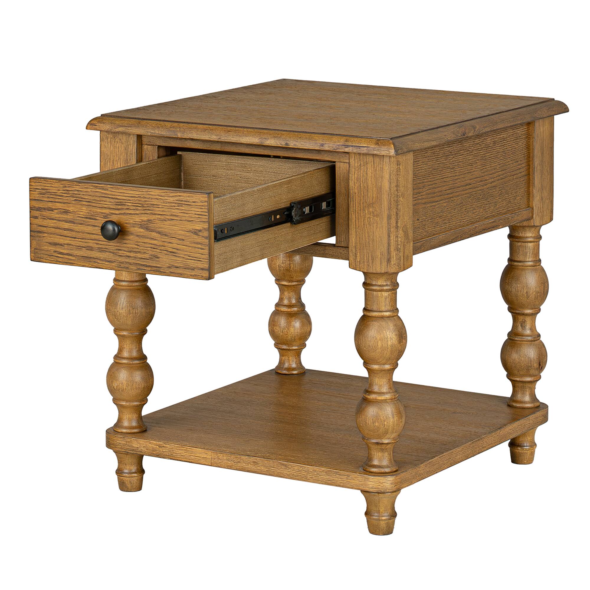 Alt View 8. ROME + OAK - ROME + OAK Stratford Square Wood Coffee Table with Drawers, Natural Oak - Natural Oak.
