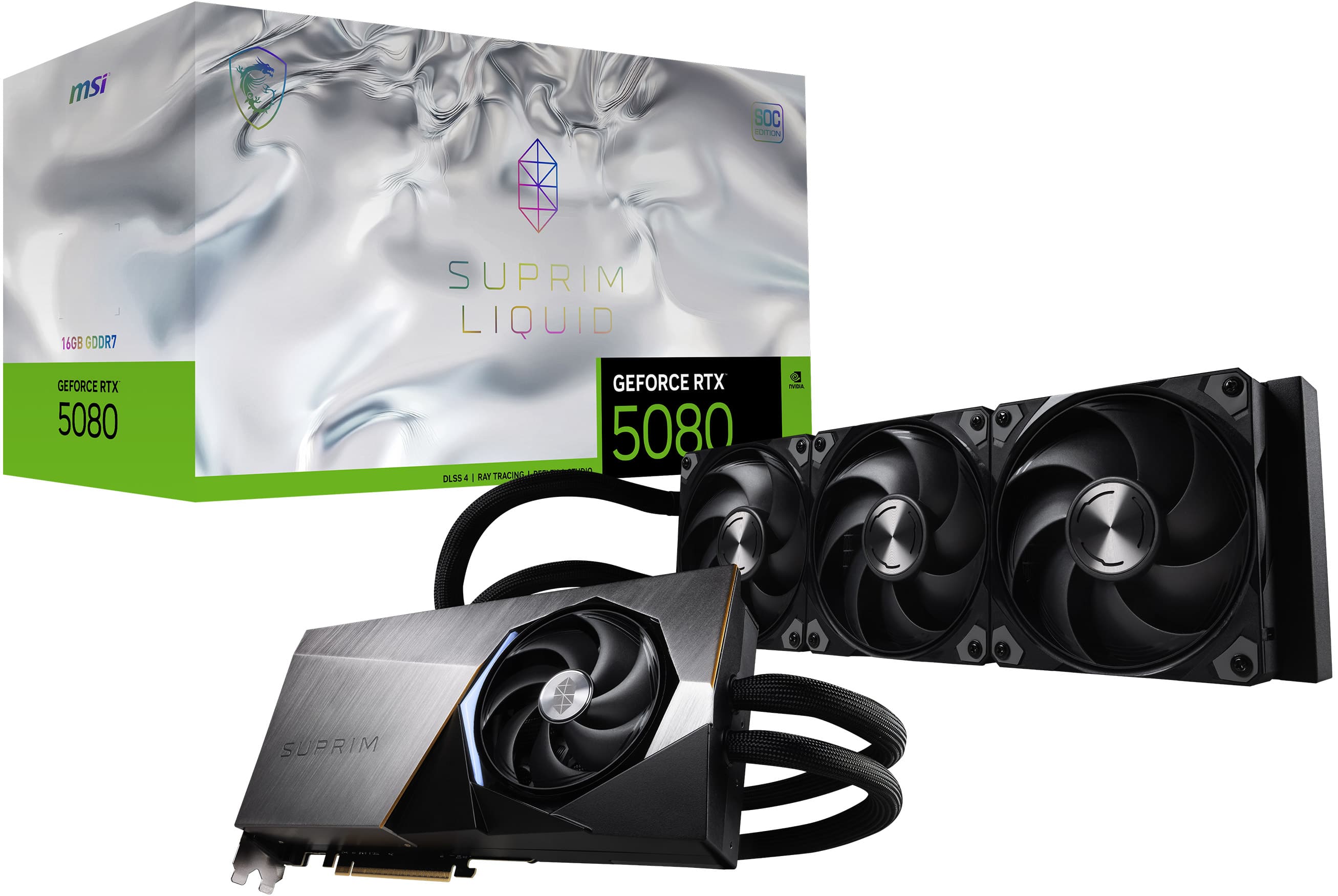 MSI - NVIDIA GeForce RTX 5080 16G SUPRIM LIQUID SOC 16GB GDDR7 PCI Express Gen 5 Graphics Card - Black