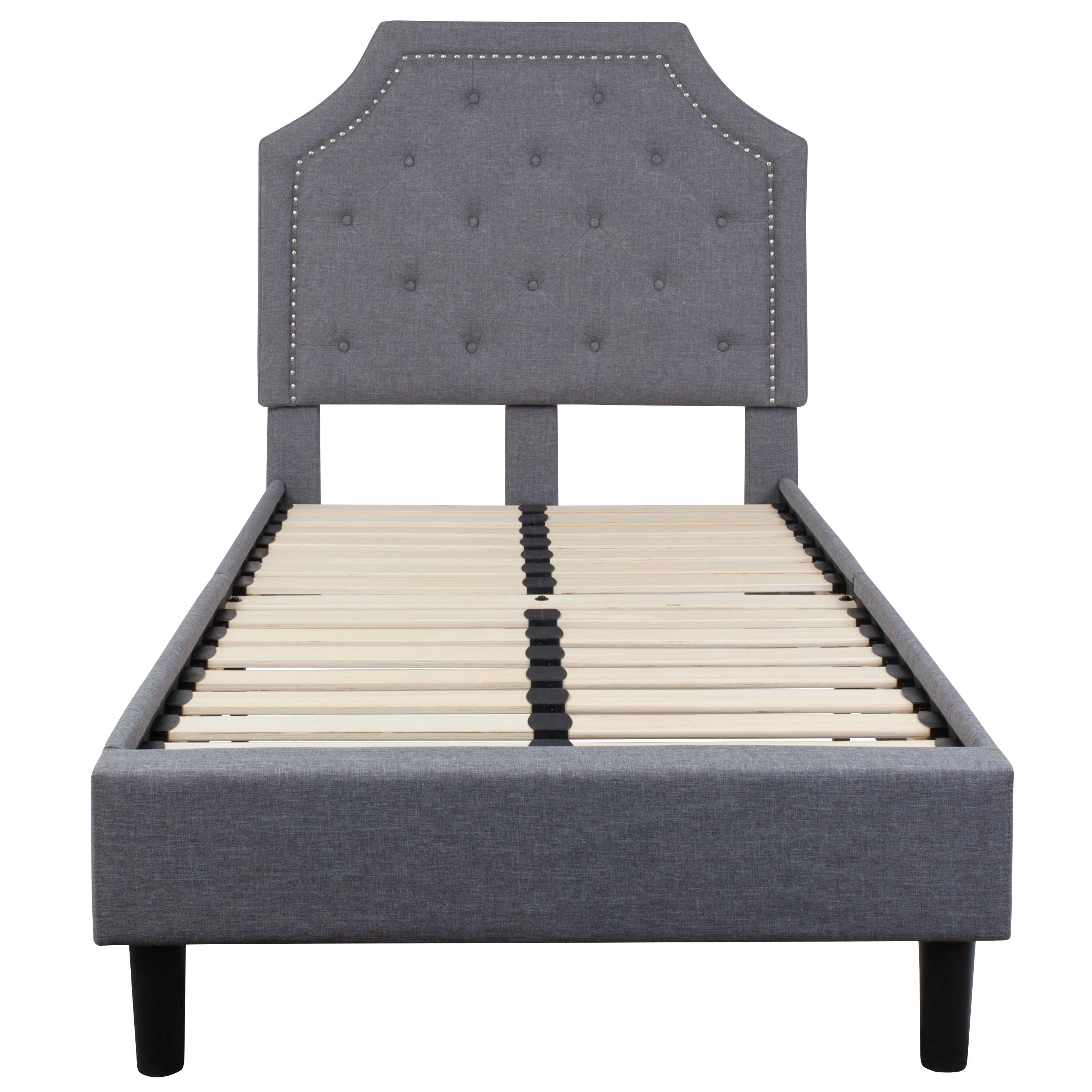 Alt View 5. Emma + Oliver - Arched Tufted Upholstered Platform Bed - Light Gray.