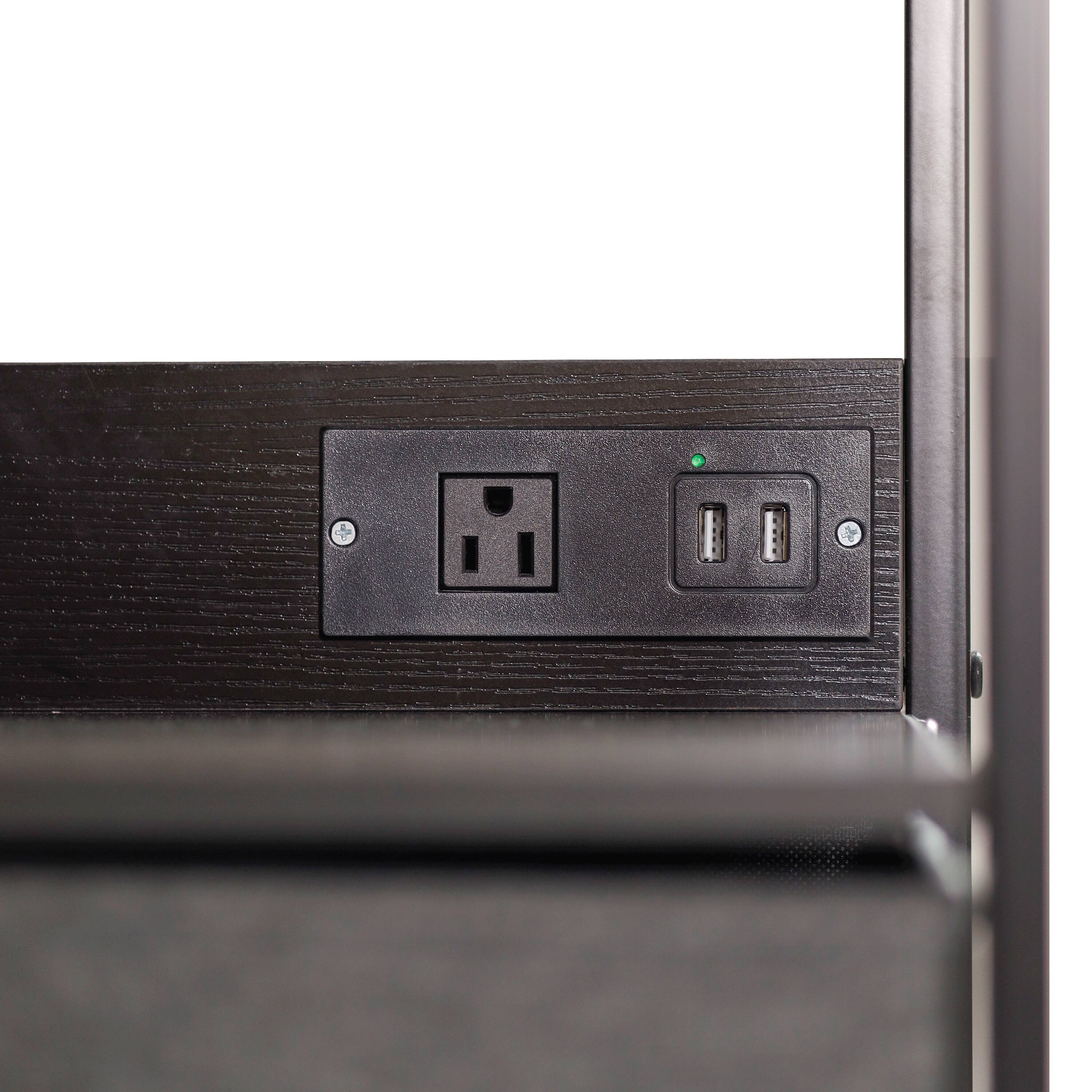 Alt View 10. Emma + Oliver - Charging Nightstand with 3 Fabric Drawers, 2 USB Ports, 1 Outlet - Charcoal Drawers/Black Frame.