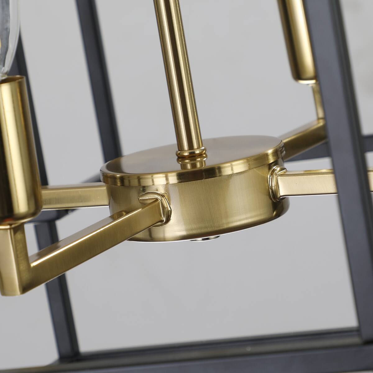 Alt View 6. Loheer - Loheer 18 Inch Modern Eight Light Chandelier Black Gold Geometric Pendant for Dining Room Kitchen.