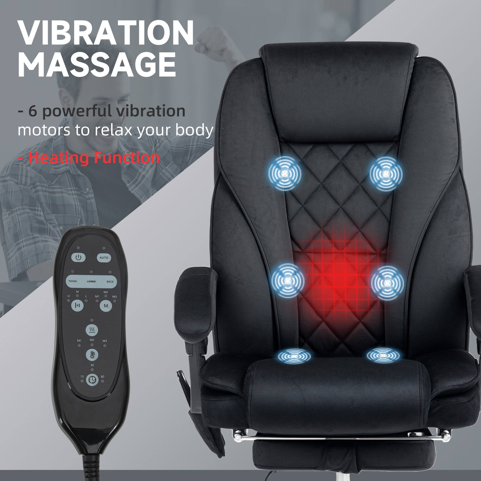 VIBRATION MASSAGE - 6 powerful vibration motors to relax your body - Heating Function