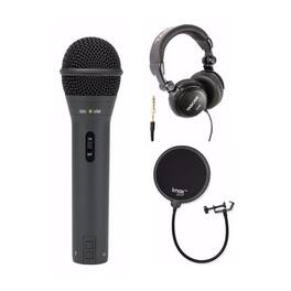 Samson - Q2U Black Handheld Dynamic USB Microphone with Pop Filter and Headphones