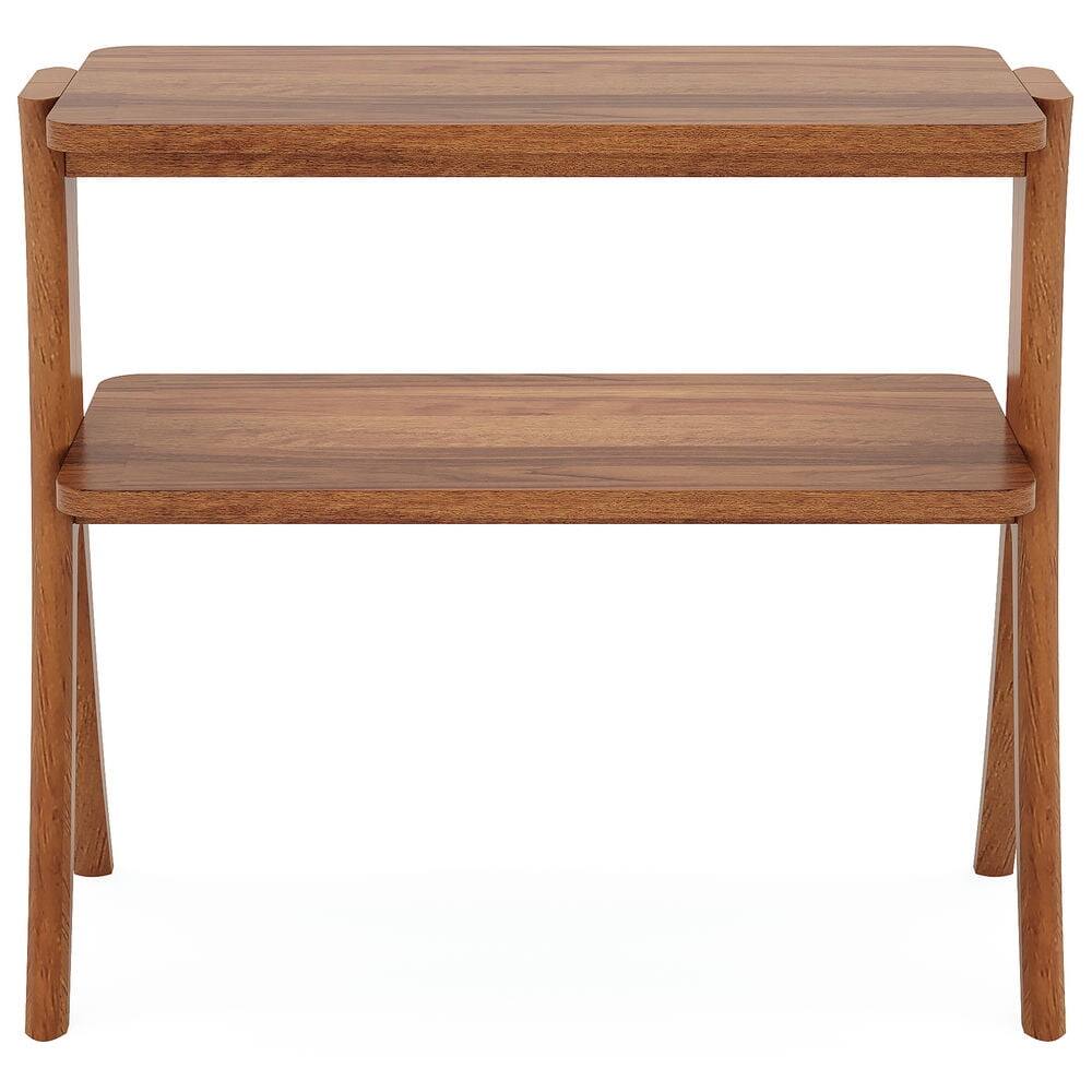 Left. Kadyn - Kadyn Sofa Side End Table, End Table, Couch Table,Wood End Table, Farmhouse Side Table with 2-Tier Storage Shelf,Walnut - Brown.