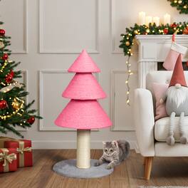 Winado - Portable 31.5in Christmas Cat Tree Large Sisal Cat Scratching Post, Tower for Cats Toy Indoor Party Holiday Decoration - Pink