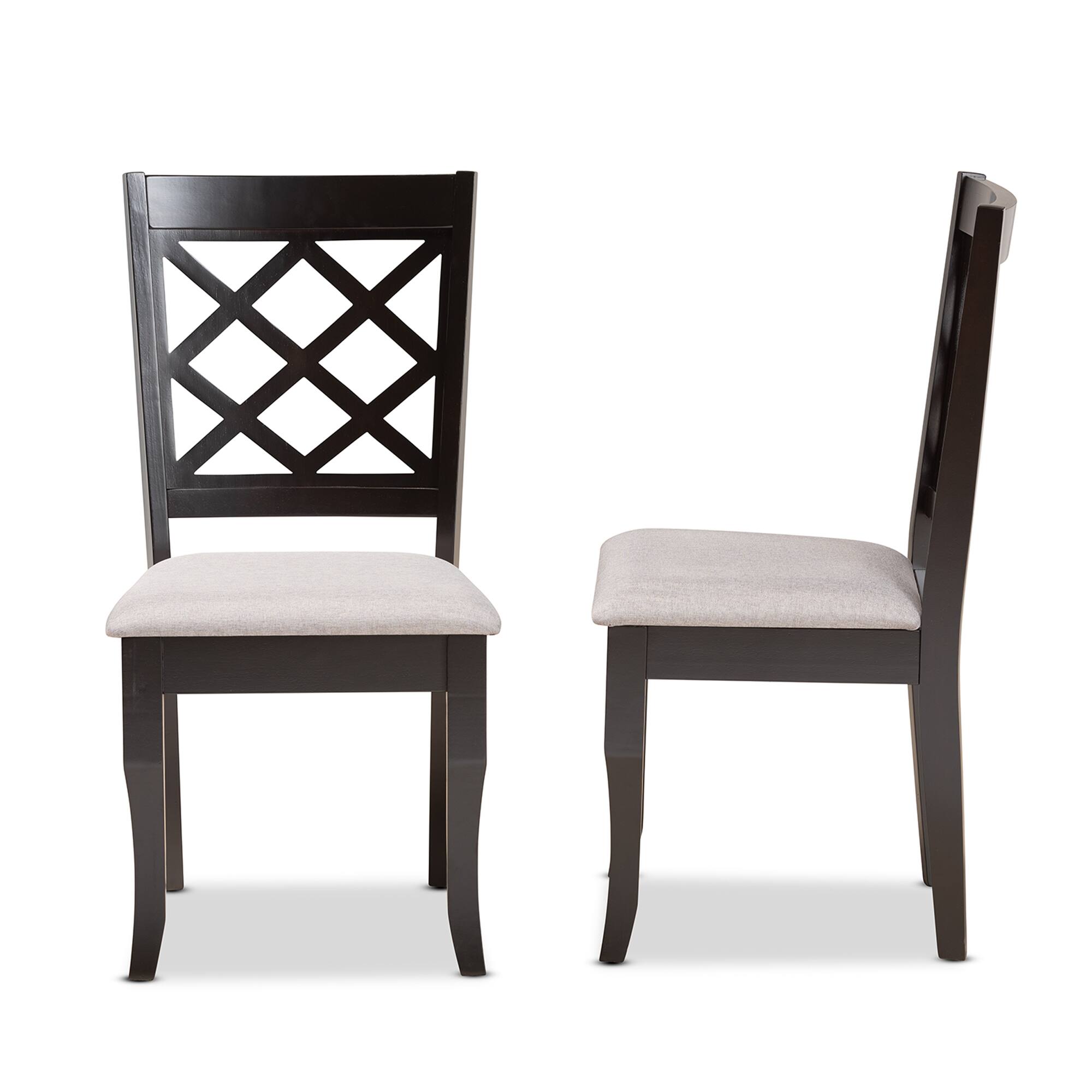 Left. Baxton Studio - Verner Modern Fabric Upholstered and Finished Wood 2-Piece Dining Chair Set - Grey/Dark Brown.
