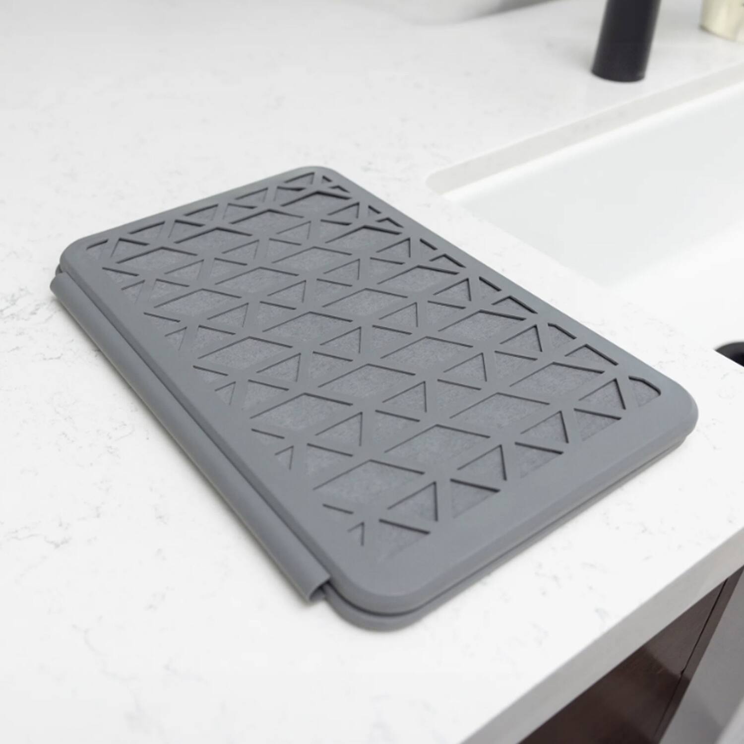 Alt View 5. Better Houseware - Better Houseware 3417 The Magic Dishmat Ii Stone And Silicone Quick-dry Mat - gray.