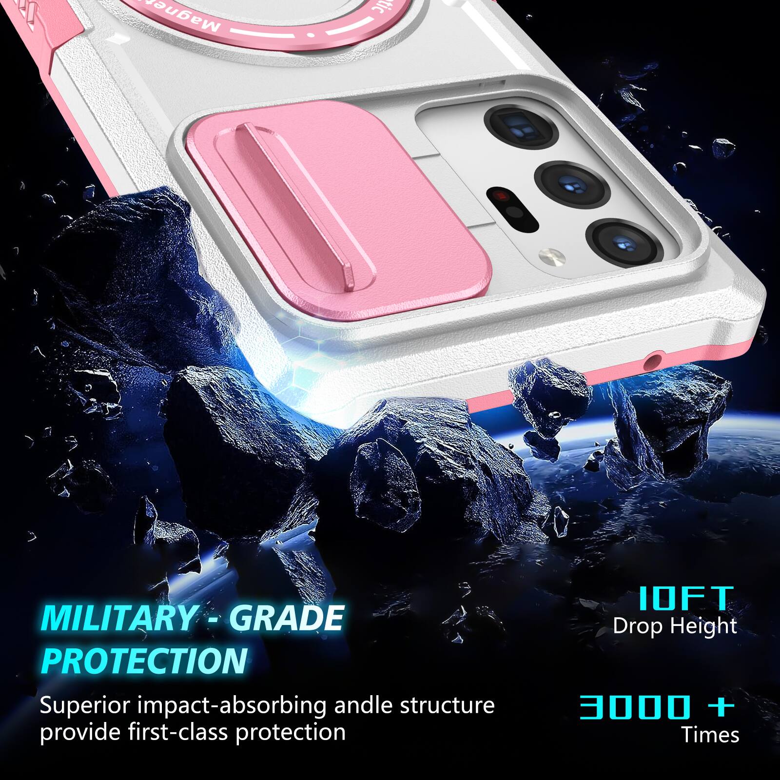 7 MagneTic MILITARY - GRADE PROTECTION Superior impact-absorbing andle structure provide first-class protection 10FT Drop Height 3000 + Times