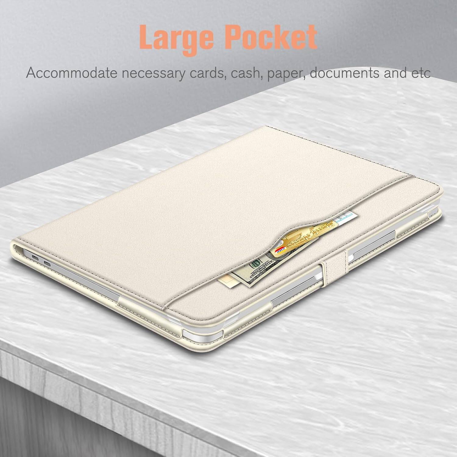 Large Pocket  
Accommodate necessary cards, cash, paper, documents and etc