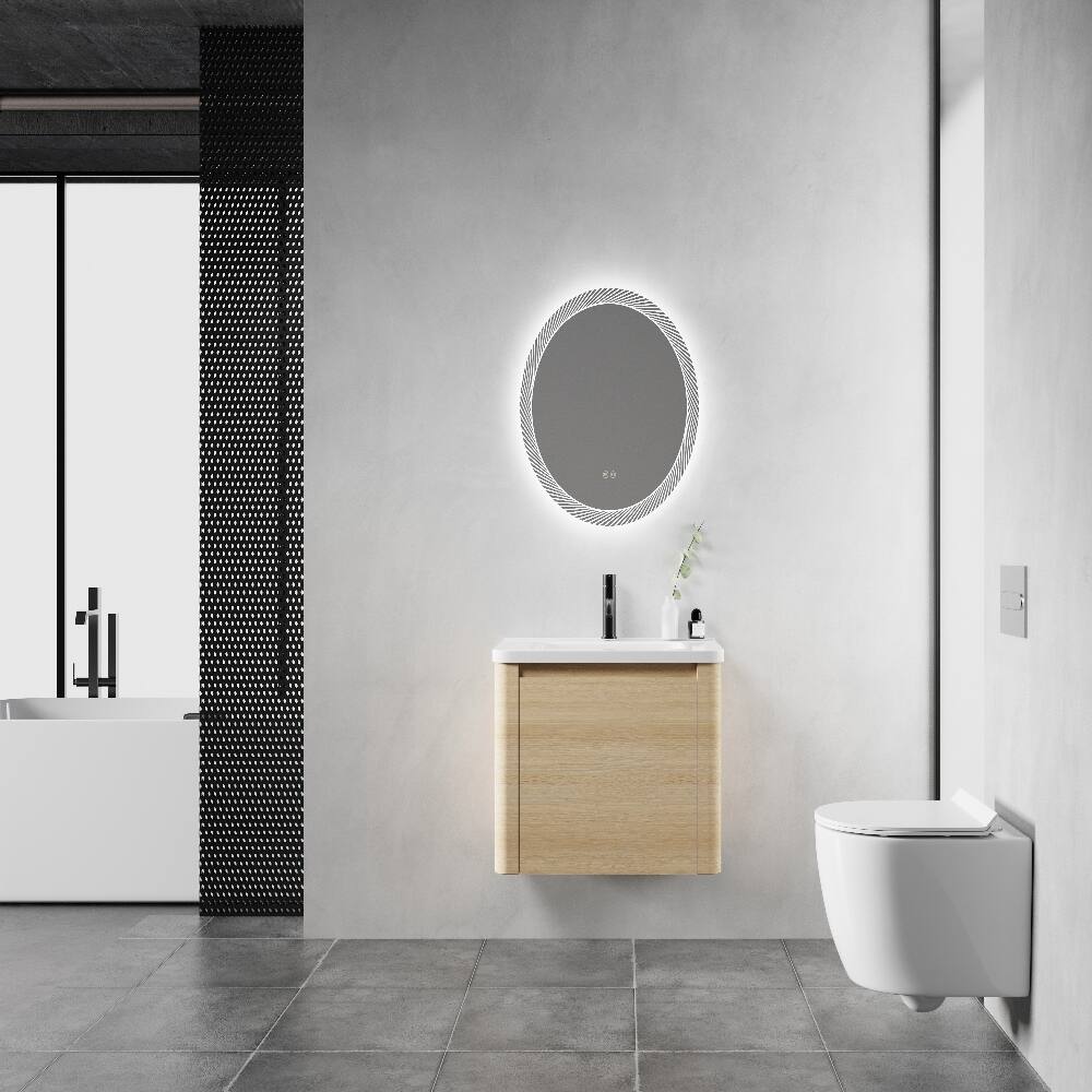 Angle. Loheer - Loheer 28 inch wall mounted bathroom vanity American White Oak - American White Oak.