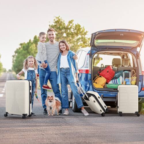 Alt View 8. Winado - 3-in-1 20" 24" 28" Trolley Carry On Luggage Set Spinner Wheels Lightweigh Hardside PP Suitcase Sets with Built-in Lock - White.