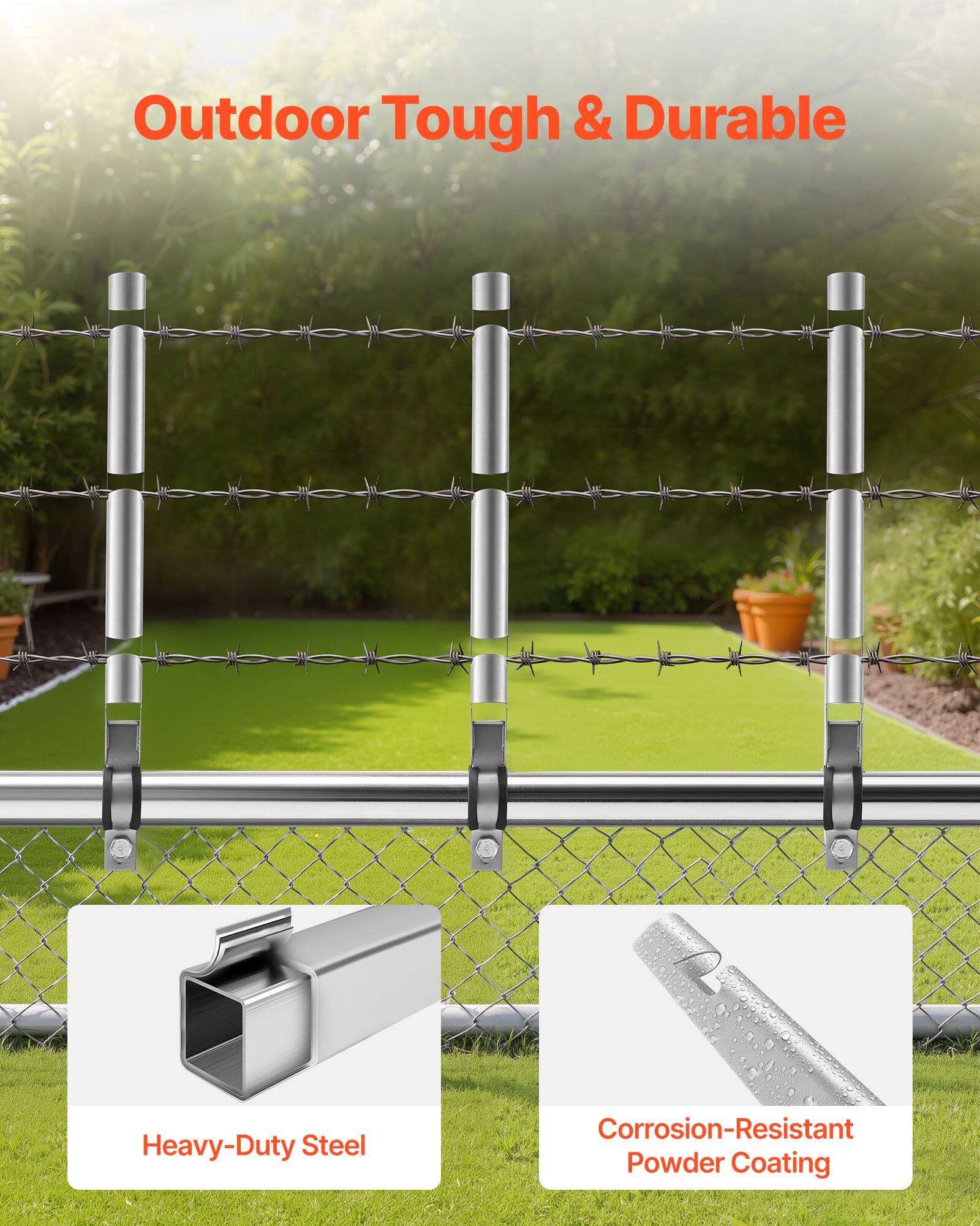 Outdoor Tough & Durable  
Heavy-Duty Steel  
Corrosion-Resistant Powder Coating