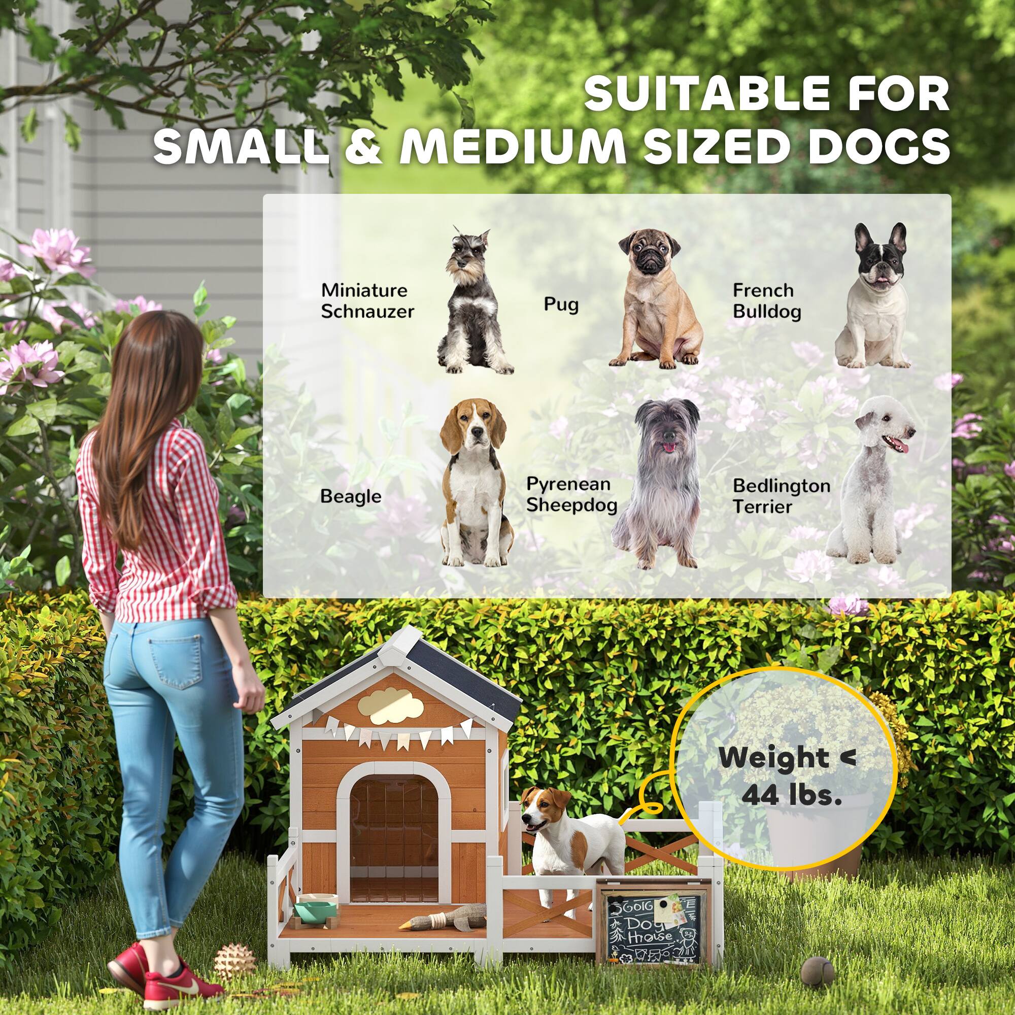 SUITABLE FOR SMALL & MEDIUM SIZED DOGS

- Miniature Schnauzer
- Pug
- French Bulldog
- Beagle
- Pyrenean Sheepdog
- Bedlington Terrier

Weight < 44 lbs.
