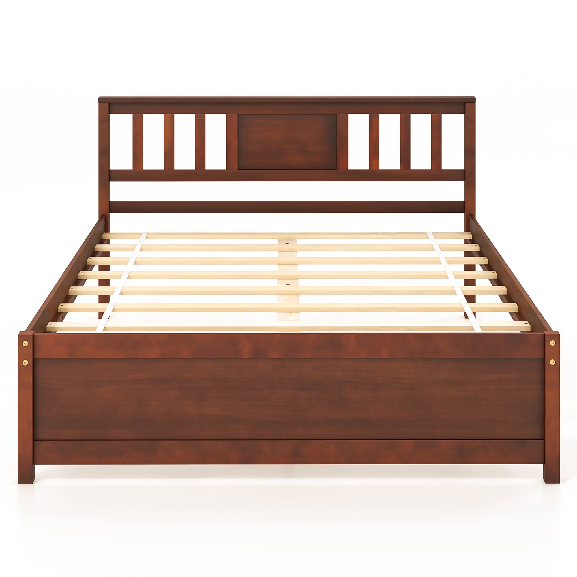Alt View 1. Gymax - Gymax Full Size Bed Frame w/ Headboard Wood Slat Support No Box Spring Needed - Walnut.