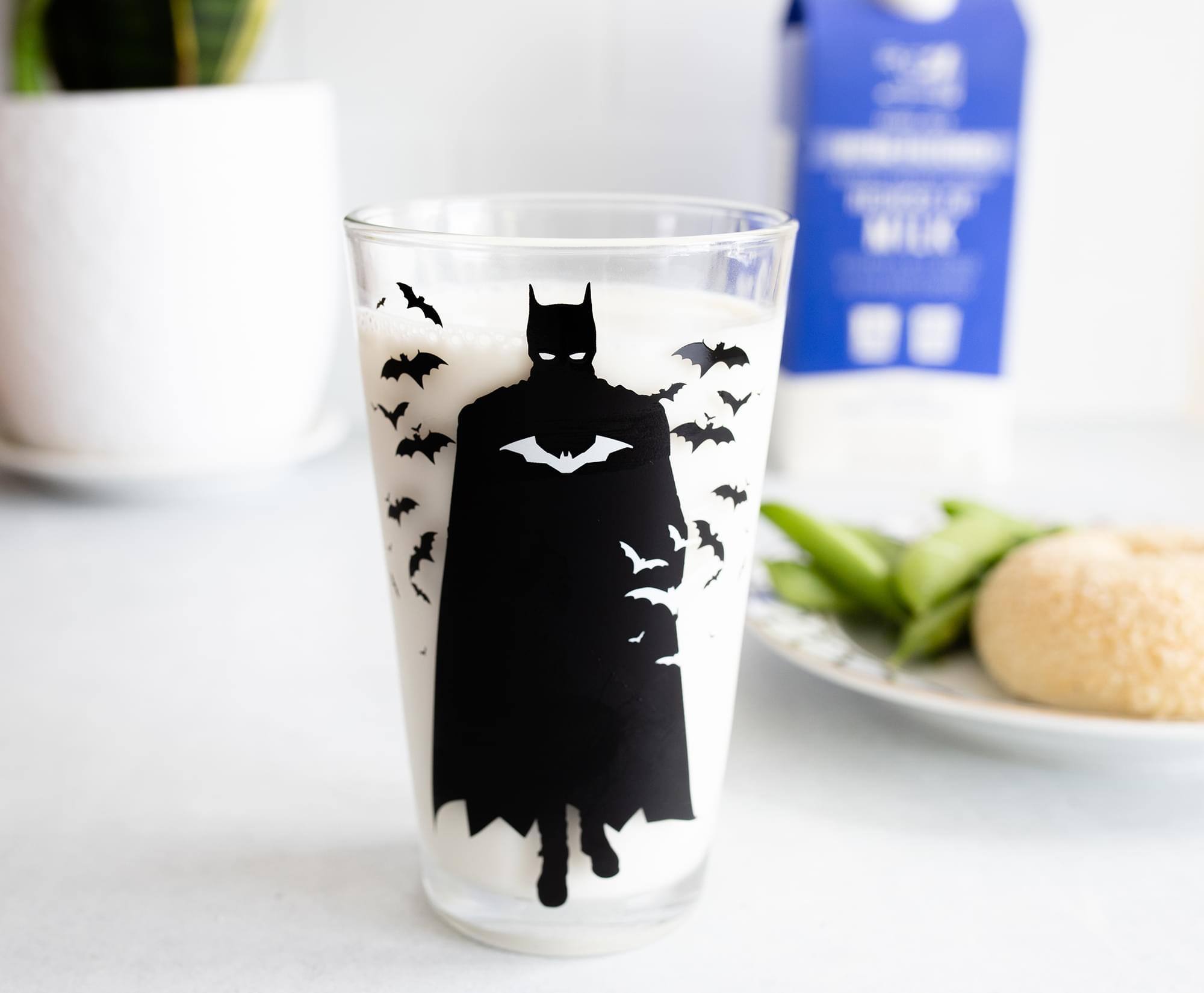 Alt View 2. DC Universe - DC Comics The Batman Movie Logo Pint Glass | Holds 16 Ounces - Black.