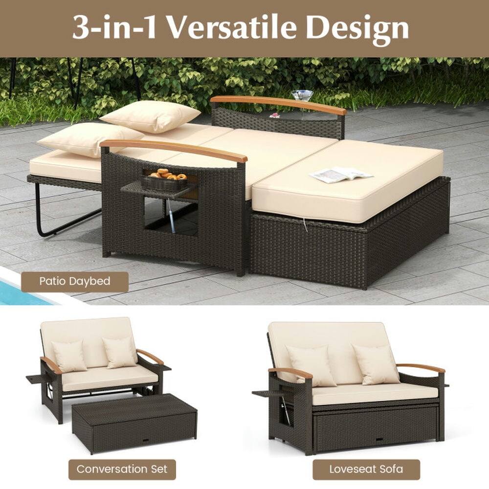 3-in-1 Versatile Design

- Patio Daybed
- Conversation Set
- Loveseat Sofa