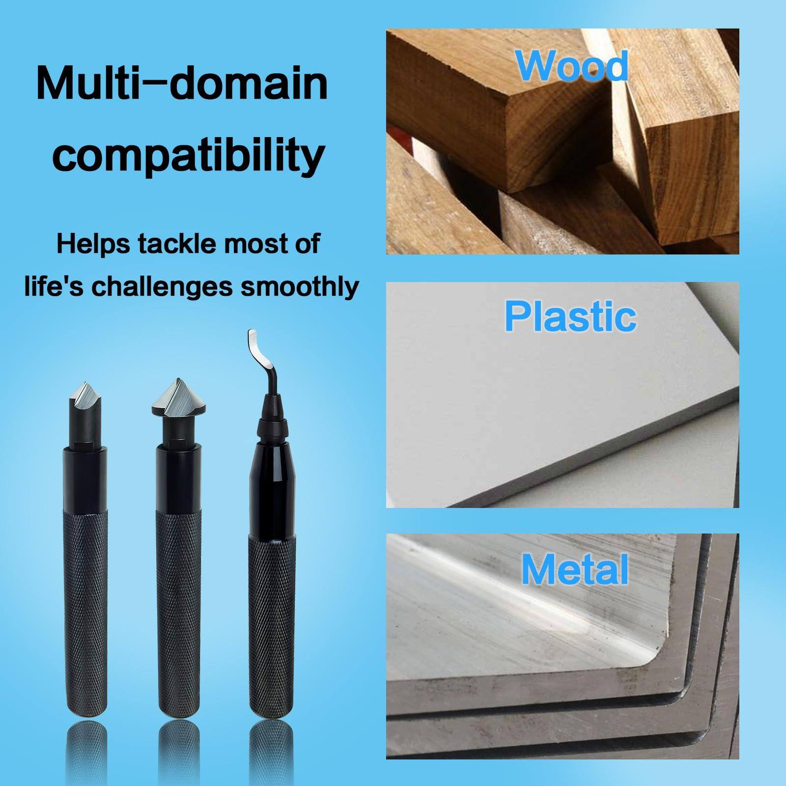 Multi-domain compatibility  
Helps tackle most of life's challenges smoothly  

Wood  
Plastic  
Metal