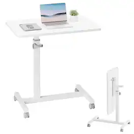 CloudRest Pro - Portable Standing Desk with Lockable Wheels Height Adjustable Rolling Laptop Desk Foldable Overbed Bedside Table