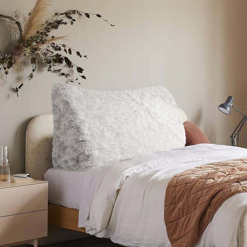 Alt View 1. wowmax - King Velvet Headboard Pillow - Extra Large Wedge Bolster for Bed Reading & Back Support, White Cover - White.