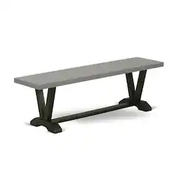 East West Furniture - V2-696 3 Piece Kitchen Set - 1 Cement Dining Table and 2 Kitchen Table Bench - Reliable and Sturdy - Multi-Color
